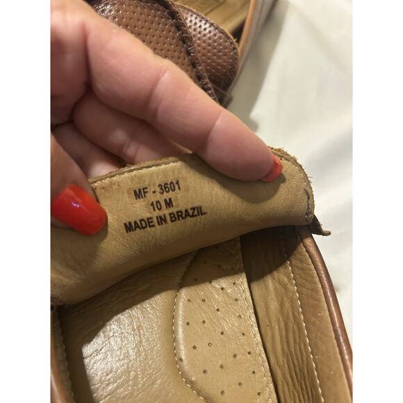 Mercanti Fiorentini Moccasins Loafers Shoe Mens 10 Driving Brown Leather Slip On - Picture 6 of 8